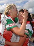 6 May 2007; Mayo players Ciara McDermott, left and Jackie Moran celebrate at the end of the game. Suzuki Ladies NFL Division 1 Final, Mayo v Galway, Dr Hyde Park, Roscommon. Photo by Sportsfile