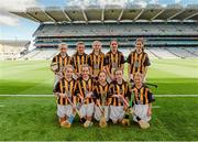 27 September 2014; The Kilkenny camogie team, back row, left to right, Emma Byrne, Muine Bheag Camogie, Bagenalstown, Co. Carlow, Amy Cousins, Kilmore GAA and Camogie Club, Kilmore, Co. Wexford, Aoife Kelly, Mount Sackville, Co. Dublin, Katie Johnson, Roscommon Gaels GAA Club, Co. Roscommon, Blaithnaid Daly, Loreto College, Mullingar, Co. Westmeath, front row, left to right, Kelly Brennan, St Colman’s Clara N.S., Higginstown, Co. Kilkenny, Ailbhe Skelly, Leitrim NS, Leitrim, Loughrea, Co. Galway, Beth Coulter, St Patrick’s P.S., Ballygalget, Co. Down, Nicole Dowling, Moneenroe N.S., Castlecomer, Co. Kilkenny, and Fiona Duffy, St Pius GNS, Terenure, Co. Dublin. INTO/RESPECT Exhibition GoGames, Croke Park, Dublin. Picture credit: Dáire Brennan / SPORTSFILE