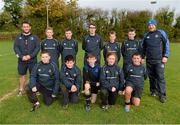 28 October 2014; The U-14 group with coaches Gareth Murray, left, and Stephen Coy during the Leinster School of Excellence on Tour in Athboy RFC. Athboy RFC, Co. Meath. Picture credit: Barry Cregg / SPORTSFILE