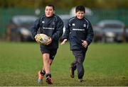 28 October 2014; Kevin Brady, centre, in action against Connall McCaque, during the Leinster School of Excellence on Tour in Athboy RFC. Athboy RFC, Co. Meath. Picture credit: Barry Cregg / SPORTSFILE