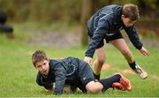 28 October 2014; Sean Martin, left, in action against AJ Finlay during the Leinster School of Excellence on Tour in Athboy RFC. Athboy RFC, Co. Meath. Picture credit: Barry Cregg / SPORTSFILE