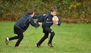 28 October 2014; Eugene O'Reilly, right, in action against Darragh O'Reilly during the Leinster School of Excellence on Tour in Athboy RFC. Athboy RFC, Co. Meath. Picture credit: Barry Cregg / SPORTSFILE