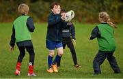 28 October 2014; Sean Reynolds, centre, in action against Harry Mallon, and Anna Hilliard during the Leinster School of Excellence on Tour in Athboy RFC. Athboy RFC, Co. Meath. Picture credit: Barry Cregg / SPORTSFILE