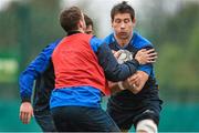 28 October 2014; Leinster's Kevin McLoughlin, right, and Nick McCarthy during squad training ahead of their Guinness PRO12, Round 7, game against Edinburgh on Friday. Leinster Rugby Squad Training, Rosemount, Belfield, UCD, Dublin. Picture credit: Ramsey Cardy / SPORTSFILE