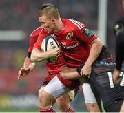 24 October 2014; Andrew Conway, Munster, is tackled by Brad Barritt, Saracens. European Rugby Champions Cup 2014/15, Pool 1, Round 2, Munster v Saracens, Thomond Park, Limerick. Picture credit: Matt Browne / SPORTSFILE