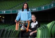 28 October 2014; Ahead of the FAI Continental Tyres Women’s Cup Final between UCD Waves and Raheny United on Sunday are, team captains Aine O'Gorman, UCD Waves, and Rebecca Creagh, Raheny United, right. FAI Continental Tyres Women’s Cup Final Media Day, FAI Suite, Aviva Stadium, Dublin. Picture credit: Pat Murphy / SPORTSFILE