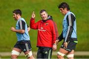 28 October 2014; Munster head coach Anthony Foley speaks to Donncha O'Callaghan during squad training ahead of their Guinness PRO12 Round 7 game against Cardiff Blues on Saturday. Munster Rugby Squad Training, University of Limerick, Limerick. Picture credit: Diarmuid Greene / SPORTSFILE