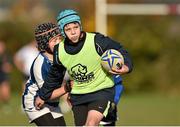 29 October 2014; Benjamin Watson, right, in action against Niall O'Hanlon, left, during the Leinster School of Excellence on Tour in Cill Dara RFC, Cill Dara RFC, Co. Kildare. Picture credit: Barry Cregg / SPORTSFILE