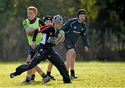29 October 2014; Brendan Fitzsimons, right, in action against Ross Bulger, left, during the Leinster School of Excellence on Tour in Cill Dara RFC, Cill Dara RFC, Co. Kildare. Picture credit: Barry Cregg / SPORTSFILE