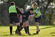 29 October 2014; Josh Shorthouse, centre, in action against JD Swayne, left, and Devlin McLaughlin during the Leinster School of Excellence on Tour in Cill Dara RFC, Cill Dara RFC, Co. Kildare. Picture credit: Barry Cregg / SPORTSFILE