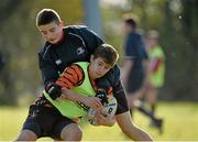 29 October 2014; Luke O'Toole, right, in action against Glen Conway, during the Leinster School of Excellence on Tour in Cill Dara RFC, Cill Dara RFC, Co. Kildare. Picture credit: Barry Cregg / SPORTSFILE