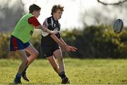 29 October 2014; Tim O'Byrne, right, in action against Tom Mason, during the Leinster School of Excellence on Tour in Cill Dara RFC, Cill Dara RFC, Co. Kildare. Picture credit: Barry Cregg / SPORTSFILE