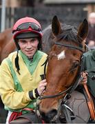 29 October 2014; Jockey Johnny Burke with Shanahan's Turn after winning The Ballymore Christmas Fair & Family Fun November Festival Beginners Steeplechase. Punchestown Racecourse, Punchestown, Co. Kildare. Picture credit: Barry Cregg / SPORTSFILE
