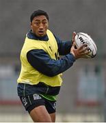 29 October 2014; Connacht's Bundee Aki in action during squad training ahead of their Guinness Pro12, Round 7, match against Ospreys on Friday. Connacht Rugby Squad Training, Sportsground, Galway. Picture credit: Diarmuid Greene / SPORTSFILE
