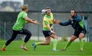 29 October 2014; Connacht's Jack Carty, centre, supported by Fionn Carr, in action against Shane O'Leary during squad training ahead of their Guinness Pro12, Round 7, match against Ospreys on Friday. Connacht Rugby Squad Training, Sportsground, Galway. Picture credit: Diarmuid Greene / SPORTSFILE