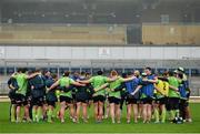 29 October 2014; The Connacht squad gather together in a huddle during squad training ahead of their Guinness Pro12, Round 7, match against Ospreys on Friday. Connacht Rugby Squad Training, Sportsground, Galway. Picture credit: Diarmuid Greene / SPORTSFILE