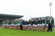 26 October 2014; The Mid Kerry squad stand together during the National Anthem. Kerry County Senior Football Championship Final, Austin Stacks v Mid Kerry. Austin Stack Park, Tralee, Co. Kerry. Picture credit: Diarmuid Greene / SPORTSFILE
