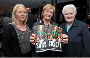 29 October 2014; Carmel Mortimer holds her sons books during the launch of  'One Sunday: A Day in the Life of the Mayo Football Team' by Conor Mortimer with Jackie Cahill (published by Hero Books, priced €16.99). McWilliam Hotel, Claremorris, Co. Mayo, pictured with Mary and Bridie Acton, Tuam. Picture credit: Ray Ryan / SPORTSFILE