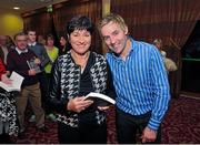 29 October 2014; Bernie Cawley, Shrule, Co. Mayo, with Conor Mortimer during the launch of the book 'One Sunday: A Day in the Life of the Mayo Football Team' by Conor Mortimer with Jackie Cahill (published by Hero Books, priced €16.99). McWilliam Hotel, Claremorris, Co. Mayo. Picture credit: Ray Ryan / SPORTSFILE
