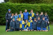 30 October 2014; Leinster's Ian Fitzpatrick, centre, who is from Ratoath, Co. Meath, with players from Ratoath Rugby Football Club, Co. Meath, who took part in the Leinster School of Excellence on Tour in Westmanstown RFC, Westmanstown, Co. Dublin. Picture credit: Matt Browne / SPORTSFILE