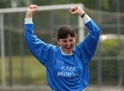 5 May 2007; Kerry Wilson, Carrick Knights Special Olympics Club, Carrickfergus, Co. Antrim, celebrates a goal for Ulster during the Special Olympics Women's Football Cup Competition 2007. AUL Complex, Clonshaugh, Dublin. Picture credit: Ray McManus / SPORTSFILE