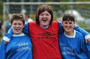 5 May 2007; Haley Osborough, left, Tanya Rankin, centre, and Kerry Wilson, Carrick Knights Special Olympics Club, Carrickfergus, Co. Antrim, all members of the Ulster team who competed in the Special Olympics Women's Football Cup Competition 2007. AUL Complex, Clonshaugh, Dublin. Picture credit: Ray McManus / SPORTSFILE