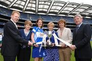 8 May 2007; Laois captain Laura Mahony with, from left, Gary Desmond, CEO Gala, Breeda Prior, Liz Howard, President of the Camogie Association, Mary Donoghue and Liam Peters, Executive Chairman Gala, at the launch of the Gala All-Ireland Senior and Junior Camogie Championships. Croke Park, Dublin. Photo by Sportsfile