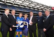 8 May 2007; Tipperary captain Claire Grogan with, from left, Gary Desmond, CEO Gala, Lar O'Brien, Liz Howard, President of the Camogie Association, Tony Delaney, manager John O'Donnell and Liam Peters, Executive Chairman Gala at the launch of the Gala All-Ireland Senior and Junior Camogie Championships. Croke Park, Dublin. Photo by Sportsfile