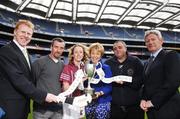 8 May 2007; Westmeath captain Lorraine Leavey with, from left, Gary Desmond, CEO Gala, Tommy Hackett, Liz Howard, President of the Camogie Association, David Kelly and Liam Peters, Executive Chairman Gala, at the launch of the Gala All-Ireland Senior and Junior Camogie Championships. Croke Park, Dublin. Photo by Sportsfile