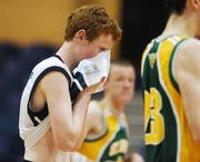 9 May 2007; Micheal Staunton, St. Joseph's College, shows his disappointment after the match. Schools Basketball Second Year Finals, A Boys Final, St. Joseph's College, Galway v St. Brendan's College, Killarney, National Basketball Arena, Tallaght, Dublin. Picture credit: Brian Lawless / SPORTSFILE