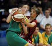 9 May 2007; Philip O'Connor, St. Patrick's Castleisland, in action against Philip Ezergailis, St. Mary's. Schools Basketball Second Year Finals, B Boys Final, St. Mary's, Galway v St. Patrick's Castleisland, Kerry, National Basketball Arena, Tallaght, Dublin. Picture credit: Brian Lawless / SPORTSFILE