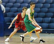 9 May 2007; Philip O'Connor, St. Patrick's Castleisland, in action against Greg Bohan, St. Mary's. Schools Basketball Second Year Finals, B Boys Final, St. Mary's, Galway v St. Patrick's Castleisland, Kerry, National Basketball Arena, Tallaght, Dublin. Picture credit: Brian Lawless / SPORTSFILE