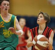 9 May 2007; Philip Ezergailis, St. Mary's, in action against Declan Breen, St. Patrick's Castleisland. Schools Basketball Second Year Finals, B Boys Final, St. Mary's, Galway v St. Patrick's Castleisland, Kerry, National Basketball Arena, Tallaght, Dublin. Picture credit: Brian Lawless / SPORTSFILE