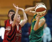 9 May 2007; Jack Kirwan, St. Patrick's Castleisland, in action against Stephen Fee, St. Mary's. Schools Basketball Second Year Finals, B Boys Final, St. Mary's, Galway v St. Patrick's Castleisland, Kerry, National Basketball Arena, Tallaght, Dublin. Picture credit: Brian Lawless / SPORTSFILE