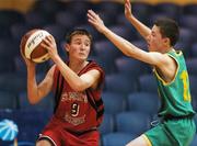 9 May 2007; Eoin Walsh, St. Mary's, in action against Michael Hanafin, St. Patrick's Castleisland. Schools Basketball Second Year Finals, B Boys Final, St. Mary's, Galway v St. Patrick's Castleisland, Kerry, National Basketball Arena, Tallaght, Dublin. Picture credit: Brian Lawless / SPORTSFILE
