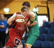 9 May 2007; Peter Casserly, St. Mary's, in action against Declan Breen, St. Patrick's Castleisland. Schools Basketball Second Year Finals, B Boys Final, St. Mary's, Galway v St. Patrick's Castleisland, Kerry, National Basketball Arena, Tallaght, Dublin. Picture credit: Brian Lawless / SPORTSFILE