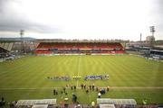 12 May 2007; The two teams line up before the game. Setanta Sports Cup Final, Linfield v Drogheda United, Windsor Park, Belfast, Co. Antrim. Picture credit: Russell Pritchard / SPORTSFILE