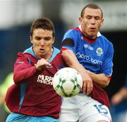 12 May 2007; Brian Shelley, Drogheda United, in action against Mark Dickson, Linfield. Setanta Sports Cup Final, Linfield v Drogheda United, Windsor Park, Belfast, Co. Antrim. Photo by Sportsfile