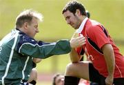14 May 2007; Head coach Eddie O'Sullivan in conversation with out-half Paddy Wallace during squad training. Ireland rugby squad training, University of Limerick, Limerick. Picture credit: Brendan Moran / SPORTSFILE