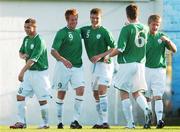 14 May 2007; Adam Rooney, second from left, celebrates his hatrick against Bulgaria with team-mates, from left, James Ryan, Shane Lowry, Michael Spillane and Alan Power. Elite Phase Under-19 European Championship, Republic of Ireland v Bulgaria, United Park, Drogheda, Co. Louth. Photo by Sportsfile