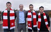 31 October 2014; Owen Heary, second from left, who was introduced as the new manager of Sligo Rovers, with new signings, from left, Dinny Corcoran, Kevin Devaney and Keith Ward. Connolly Volkswagen Sligo, Carraroe, Co. Sligo. Picture credit: David Maher / SPORTSFILE