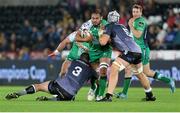 31 October 2014; George Naoupu, Connacht, is tackled by Aaron Jarvis and Rynier Bernardo, Ospreys. Guinness PRO12, Round 7, Ospreys v Connacht, Liberty Stadium, Swansea, Wales. Picture credit: Steve Pope / SPORTSFILE