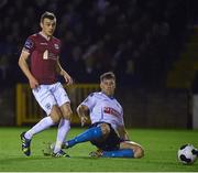 31 October 2014; Chris Mulhall, UCD, in action against Marc Ludden,Galway. SSE Airtricity League Promotion/Relegation,   Play-Off, Second Leg, Galway v UCD, Eamonn Deacy Park, Galway. Picture credit: David Maher / SPORTSFILE
