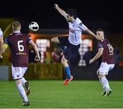 31 October 2014; Samir Belhout, UCD, in action against Paul Sinnott, left, and Paddy Barrett, Galway. SSE Airtricity League Promotion/Relegation,   Play-Off, Second Leg, Galway v UCD, Eamonn Deacy Park, Galway. Picture credit: David Maher / SPORTSFILE