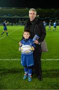 31 October 2014; Matchday mascot Zach Carty, from Castleknock, Dublin, ahead of the Guinness PRO12, Round 7, clash between Leinster and Edinburgh at the RDS, Ballsbridge, Dublin. Picture credit: Stephen McCarthy / SPORTSFILE