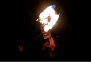 31 October 2014; Spinobi Fire performer Kenneth O'Regan ahead of the game. Guinness PRO12, Round 7, Leinster v Edinburgh, RDS, Ballsbridge, Dublin. Picture credit: Stephen McCarthy / SPORTSFILE