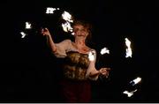 31 October 2014; Spinobi Fire performer Julie Kavanagh ahead of the game. Guinness PRO12, Round 7, Leinster v Edinburgh, RDS, Ballsbridge, Dublin. Picture credit: Stephen McCarthy / SPORTSFILE