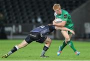 31 October 2014; Darragh Leader, Connacht, is tackled by Jeffrey Hassler, Ospreys. Guinness PRO12, Round 7, Ospreys v Connacht, Liberty Stadium, Swansea, Wales. Picture credit: Steve Pope / SPORTSFILE