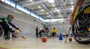 1 November 2014; Action from the M.Donnelly GAA Wheelchair Hurling Interprovincial third place playoff game between Ulster and Leinster at the Knocknarea Arena, Institute of Technology, Sligo. Picture credit: Stephen McCarthy / SPORTSFILE