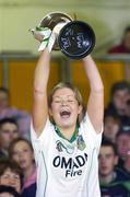 6 May 2007; Aoife Sheehan, Limerick captain, lifts the cup after their win against Cork. Camogie National League Division 1B Final, Cork v Limerick, Nowlan Park, Co. Kilkenny. Picture credit: Matt Browne / SPORTSFILE